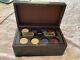 Antique Vintage Poker Chips Set in Wooden Box Poker playing cards Chips wood Box