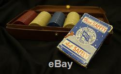 Antique/Vintage Rawlplug Screws Advertising Poker Chip Set In Original Case