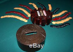 Antique Vintage Set of 300+ Clay Dragon Poker Chips with Hardwood Case