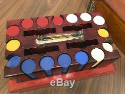 Antique Vintage Wooden Poker Set Case 375 Vintage Poker Chips OLD