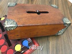 Antique Vintage Wooden Poker Set Case 375 Vintage Poker Chips OLD