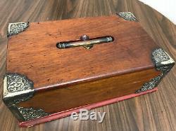 Antique Vintage Wooden Poker Set Case 375 Vintage Poker Chips OLD