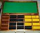 Antique Vintage set of 560 Clay Poker Chips Old Gambling With Case