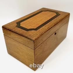 Antique Wood Box Case Card Poker Chip Set
