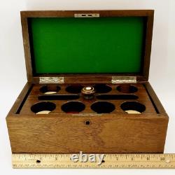 Antique Wood Box Case Card Poker Chip Set