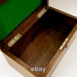 Antique Wood Box Case Card Poker Chip Set