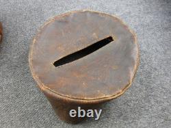 Antique Wood Turnstyle Holder with Leather Cover Clay Poker Chip Set 260+ Chips