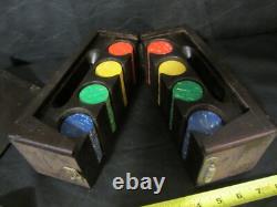 Antique bakelite poker chip BLAX #630 set with wood case box/rack & 192ish chips