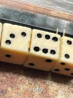 Antique c1900 Travelling Mini Poker Chip and Mini Dice Set Bicycle Playing Cards Antique c1900 Travelling Mini Poker Chip and Mini Dice Set Bicycle Playing Cards