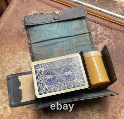 Antique c1900 Travelling Mini Poker Chip and Mini Dice Set Bicycle Playing Cards Antique c1900 Travelling Mini Poker Chip and Mini Dice Set Bicycle Playing Cards