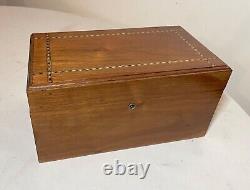 Antique handmade wooden marquetry wood clay poker caddy gambling set chips