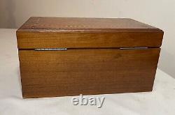 Antique handmade wooden marquetry wood clay poker caddy gambling set chips