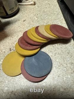 Antique wooden nickel Handle wood clay poker caddy gambling set chips