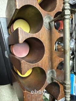 Antique wooden nickel Handle wood clay poker caddy gambling set chips