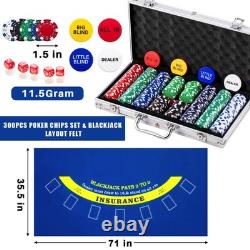 Aoriher Blackjack Poker Chip Set with 300 Chips, Card Shuffler, Dealer Shoe