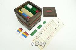 Authentic Gucci Vintage Poker Cube Set Leather Wood Signature Green Red Stripes