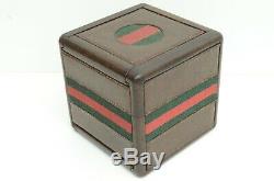 Authentic Gucci Vintage Poker Cube Set Leather Wood Signature Green Red Stripes