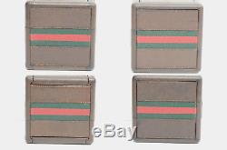Authentic Gucci Vintage Poker Cube Set Leather Wood Signature Green Red Stripes