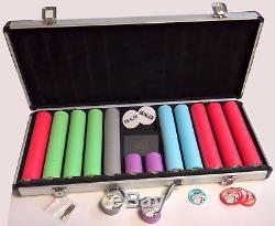 Authentic Paulson Real Clay Poker Chips H&C Over 650 chip Set with Case