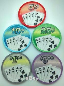 Authentic Paulson Real Clay Poker Chips H&C Over 650 chip Set with Case