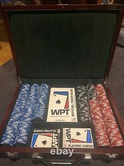 Authentic Vintage Wooden Chest World Poker Tour Tri-Color Chip Set 2nd Edition