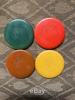 BAKELITE/CATALIN POKER CHIP CADDY With MULTI COLOR 320 CHIP Set