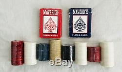 BAKELITE Poker CHIP HOLDER SET BUTTERSCOTCH/BROWN Swirls Cards and Chips