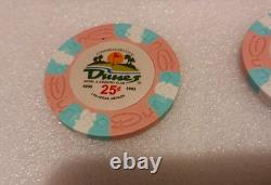 BIG LOT OF 250 Dunes Commemorative Poker Chips Set Denomination 25cent