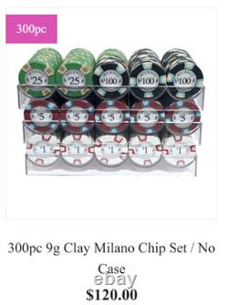 BIG SALE Milano 9g Clay Poker Chips 300 Count Set Milano Dealer Button