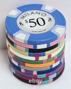 BIG SALE Milano 9g Clay Poker Chips 300 Count Set Milano Dealer Button