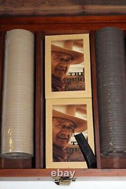 BRAND NEW John Wayne Poker Set Wooden Case W 200 Chips & Cards Cowboy Gift Game