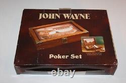 BRAND NEW John Wayne Poker Set Wooden Case W 200 Chips & Cards Cowboy Gift Game