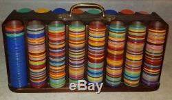 Bakelite/Catalin Poker Chip Multi-Color Set, Approx. 1000 Pieces with Wooden Caddy