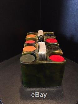 Bakelite Catalin poker chip caddy collection set of five