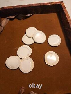 Bakelite Clay Poker Set Cards Pinochle Antique Leather Case Antique