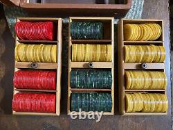 Bakelite Poker Chips set in Lowe Game Box with Lock & Key