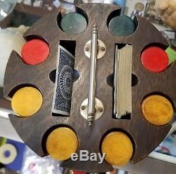 Bakelite Set Original Case With 200 Poker Chips Lot Great Condition