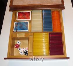 Beautiful Baccarat/ Poker Gaming Set in Wooden Gaming Box/Case NEVER USED