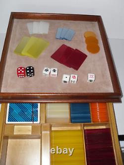 Beautiful Baccarat/ Poker Gaming Set in Wooden Gaming Box/Case NEVER USED