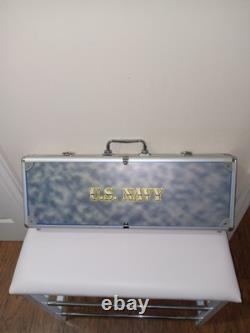 Beautiful United States Navy Poker 500 Chip Set + More With Case Free S/H
