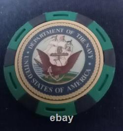 Beautiful United States Navy Poker 500 Chip Set + More With Case Free S/H
