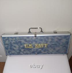 Beautiful United States Navy Poker 500 Chip Set + More With Case Free S/H
