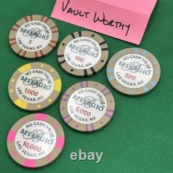 Bellagio Resort Casino Las Vegas NV Set of 6 Tournament Poker Chips 5-10000