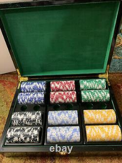 Bey-berk G515 Poker Set 300 Chip/inlay Lacquer Wood Box $450.00