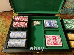 Bey-berk G515 Poker Set 300 Chip/inlay Lacquer Wood Box $450.00