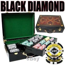 Black Diamond Poker Set, Laser Graphic Clay-Composite, Casino-Grade 500-Chips