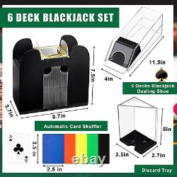 Blackjack Casino Set, Include 300 Poker Chips, Double Sided Casino Felt, 1 Shuff