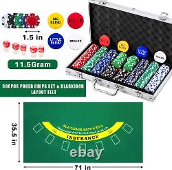 Blackjack Casino Set, Include 300 Poker Chips, Double Sided Casino Felt, 1 Shuff