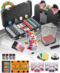 Blackjack Set Casino Set Blackjack Game Combo Set Card Shuffler, 300Pcs Poker C