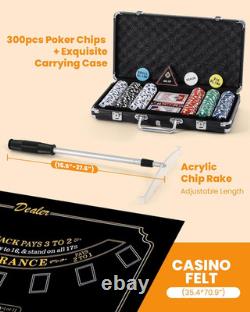 Blackjack Set Casino Set Blackjack Game Combo Set Card Shuffler, 300Pcs Poker C Blackjack Set Casino Set Blackjack Game Combo Set Card Shuffler, 300Pcs Poker C